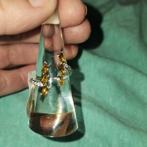 Geometric Wonders Lab Created Dark Orange Topaz Rhodium Plating Size 7